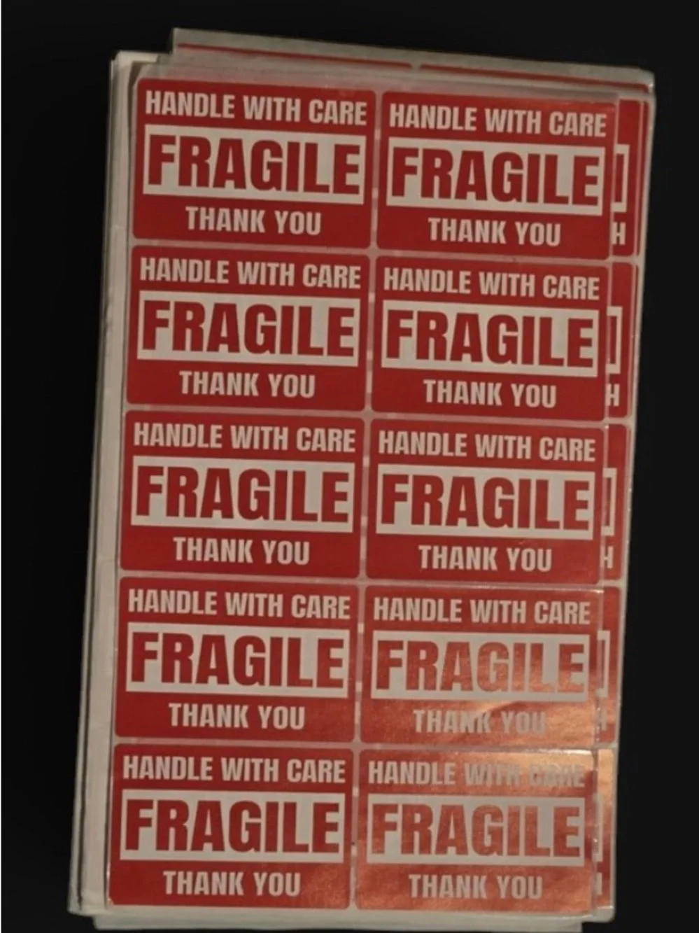 Fragile Handle With Care Red Sticker Labels - 23 count